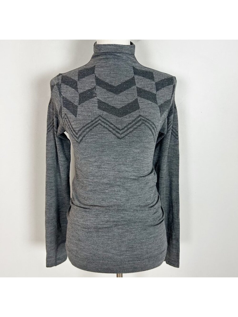 Athleta Wool Blend Mock Neck Base Layer Gray Long Sleeve Top Women's